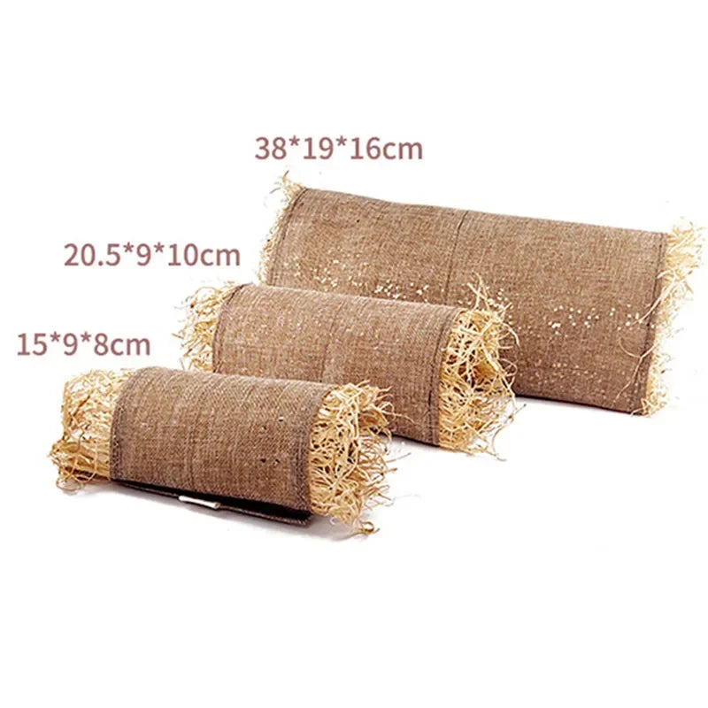Rabbit Hideaway Toy Grass Straw Bunny Tunnel Hamster Accessories for Guinea Pig Chinchilla Ferret and Rat Cage