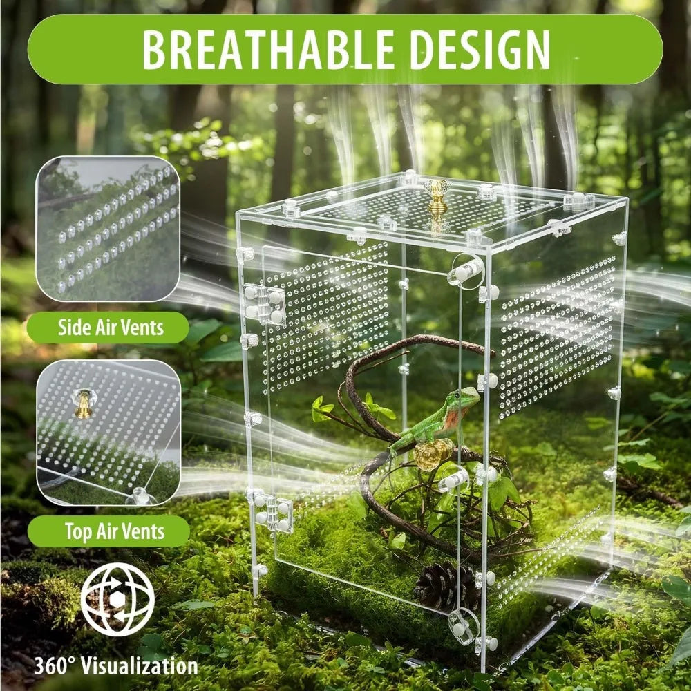 Acrylic Reptile Tank 10 Gallon Enclosure Front Opening Door