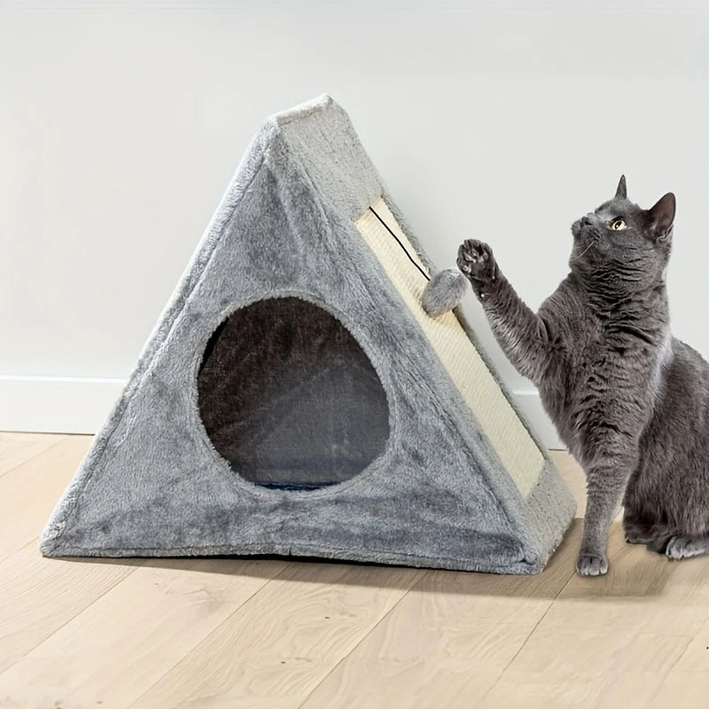 Pet Bed Suitable For Cats Under 15 Pounds With Plush Toy Ball Cat Scratching Board