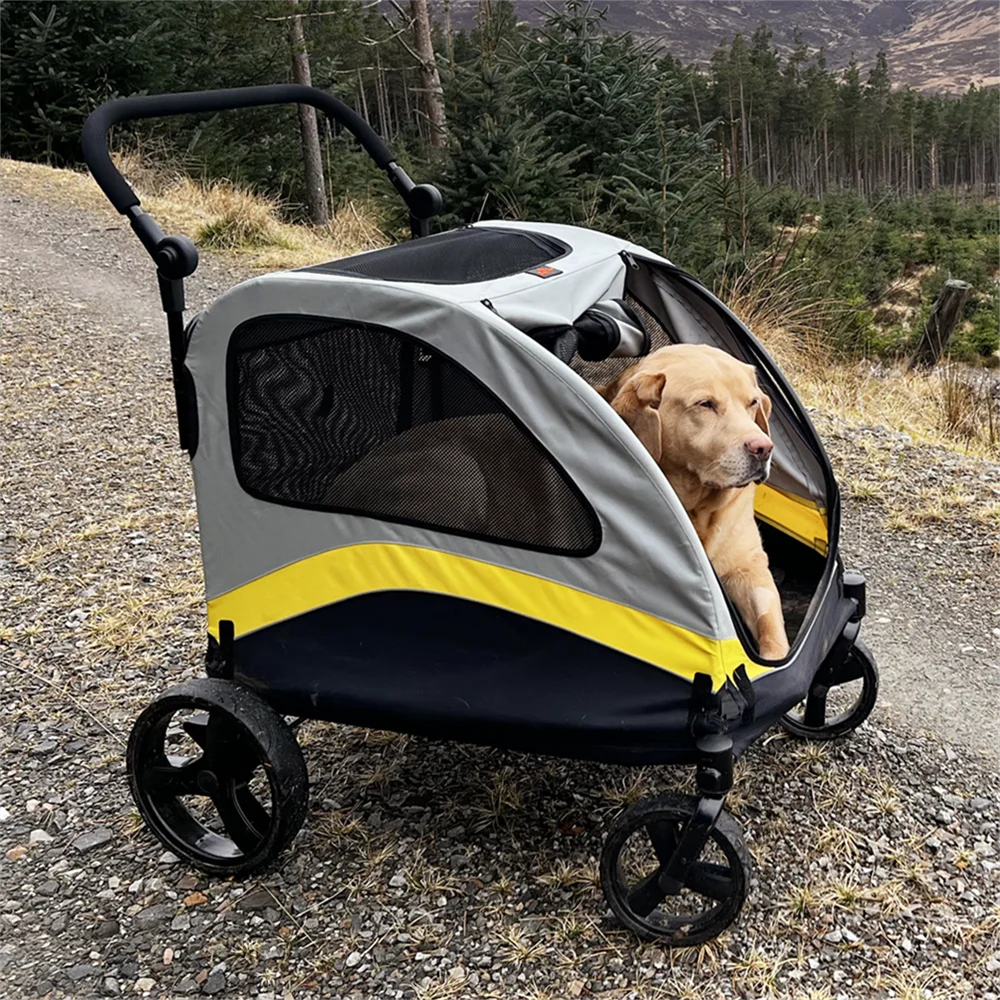 Premium Dog Stroller Pram 4 Wheel Foldable Cart For Small Medium Large Dogs