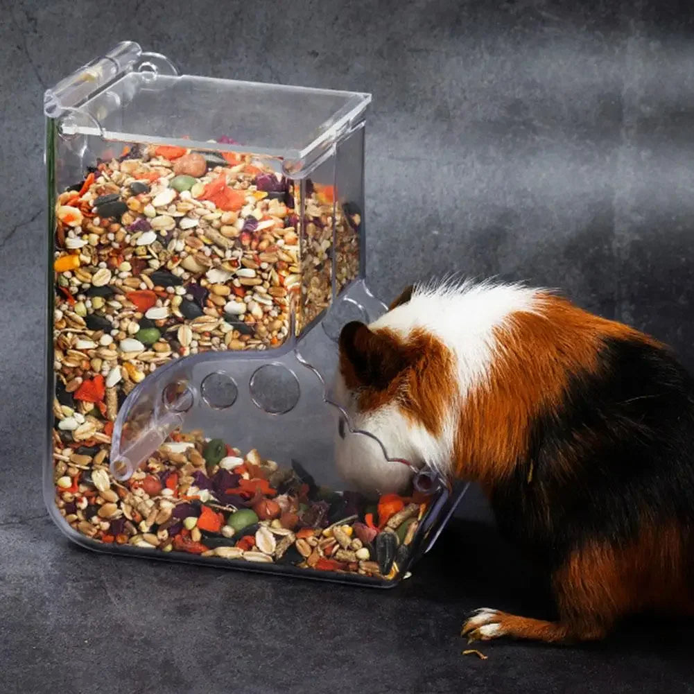 Hamster Rabbit Food Dispenser Feeder Clear Automatic Plastic Pet Feeder For Hamsters And Guinea Pigs Food Bowl Container