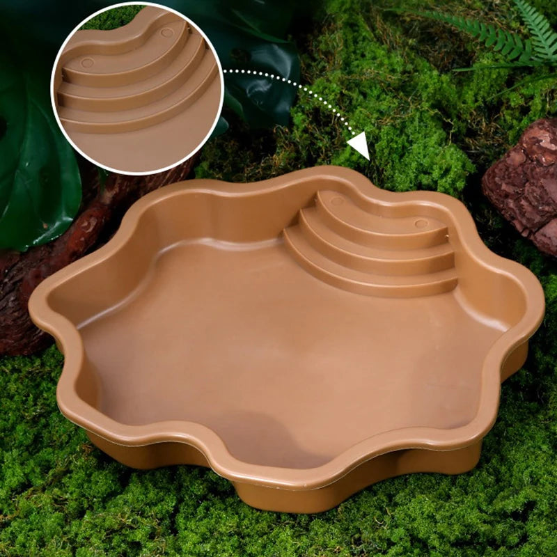 Turtle Pool Large Reptile Turtle Bathing Tub Feeding Bowl Lizards Habitat With Ramp