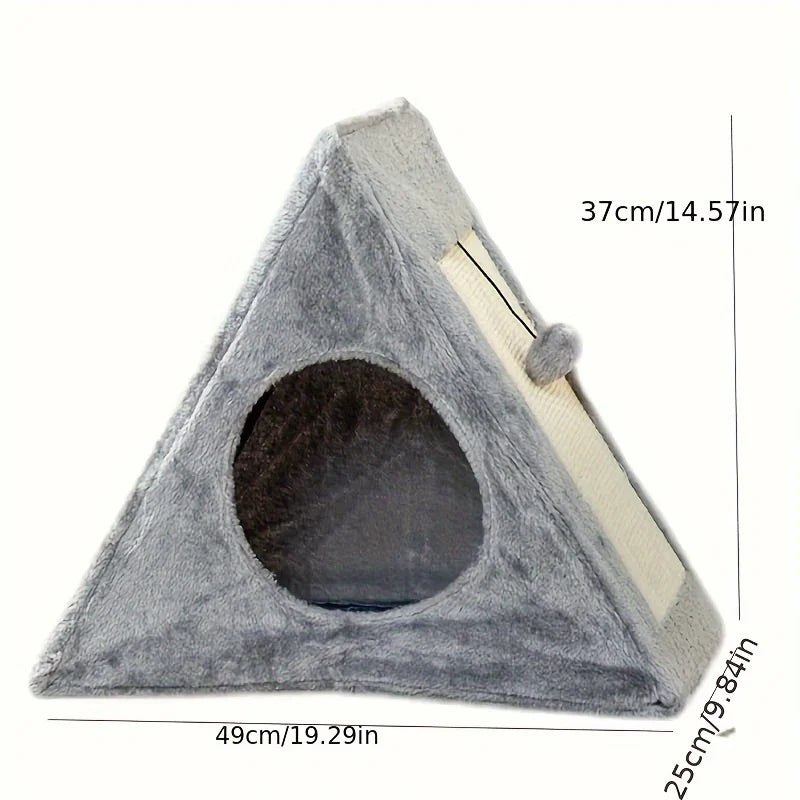 Pet Bed Suitable For Cats Under 15 Pounds With Plush Toy Ball Cat Scratching Board