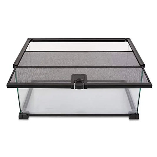 10 Gallon Glass Terrarium with Sliding Screen Top for Reptiles Hamsters and Hedgehogs PVC Tray Easy Installation