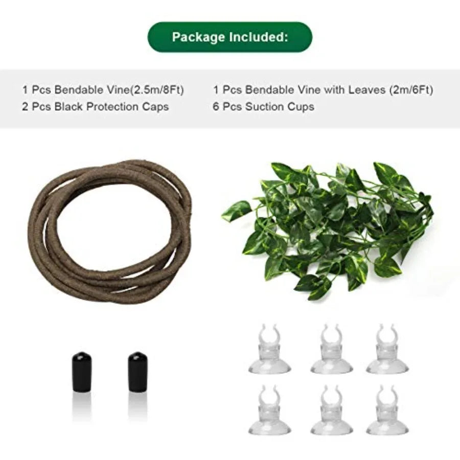8ft Flexible Reptile Vines With Suction Cups Ideal For Chameleons Lizards Geckos