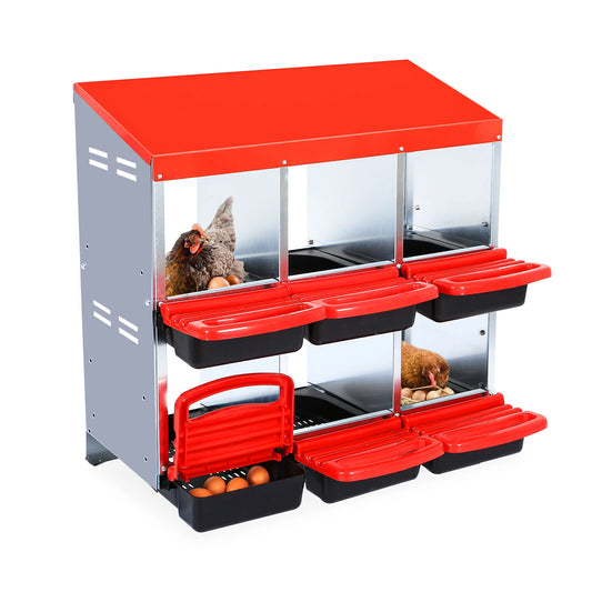 6 Hole Chicken Nest Box Stainless Steel Chicken Laying Box Inclined Nesting Boxes with Bottom Holes for Chickens