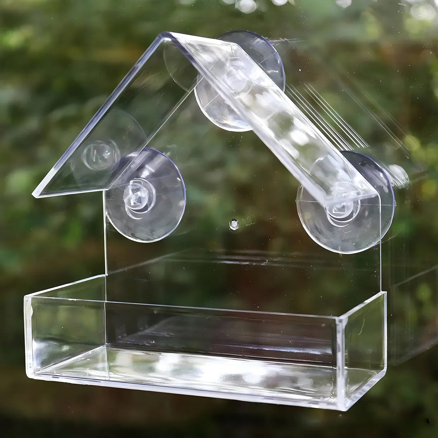 Transparent Window Bird Feeder With Suction Cups Feed Tray