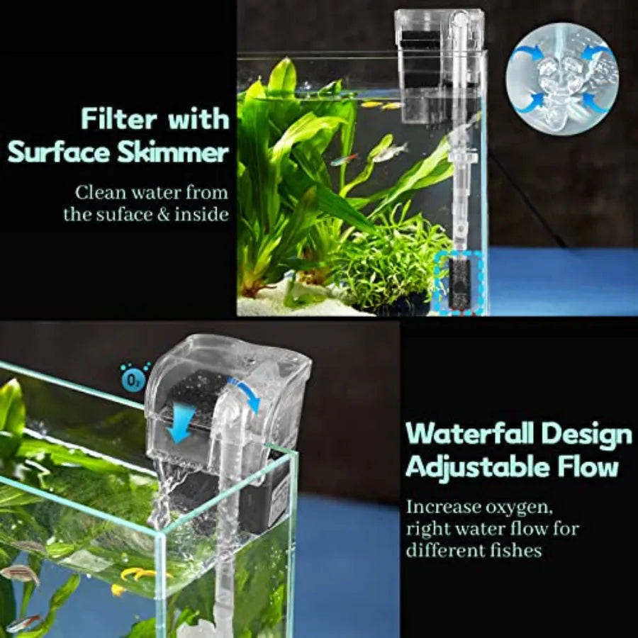 Rimless Glass Aquarium Starter Kit 3 Gallon Ultra Clear Low Iron Glass Fish Tank Set For Small Betta Fish