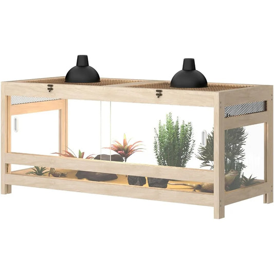 80 Gallon Reptile Enclosure 4x2x2ft Mesh Top With Wood And Acrylic Frame