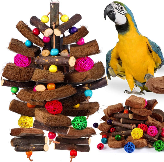 Natural Coconut Shell Bird Toys for Small Medium Birds
