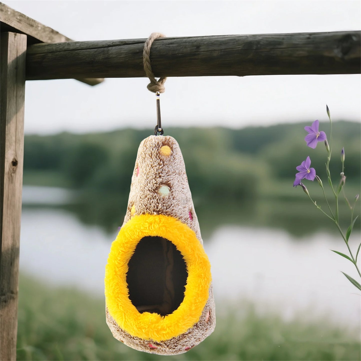 Cozy Fleece Bird Hammock Nest For Parrot Cage Winter Warm Cave Hideaway
