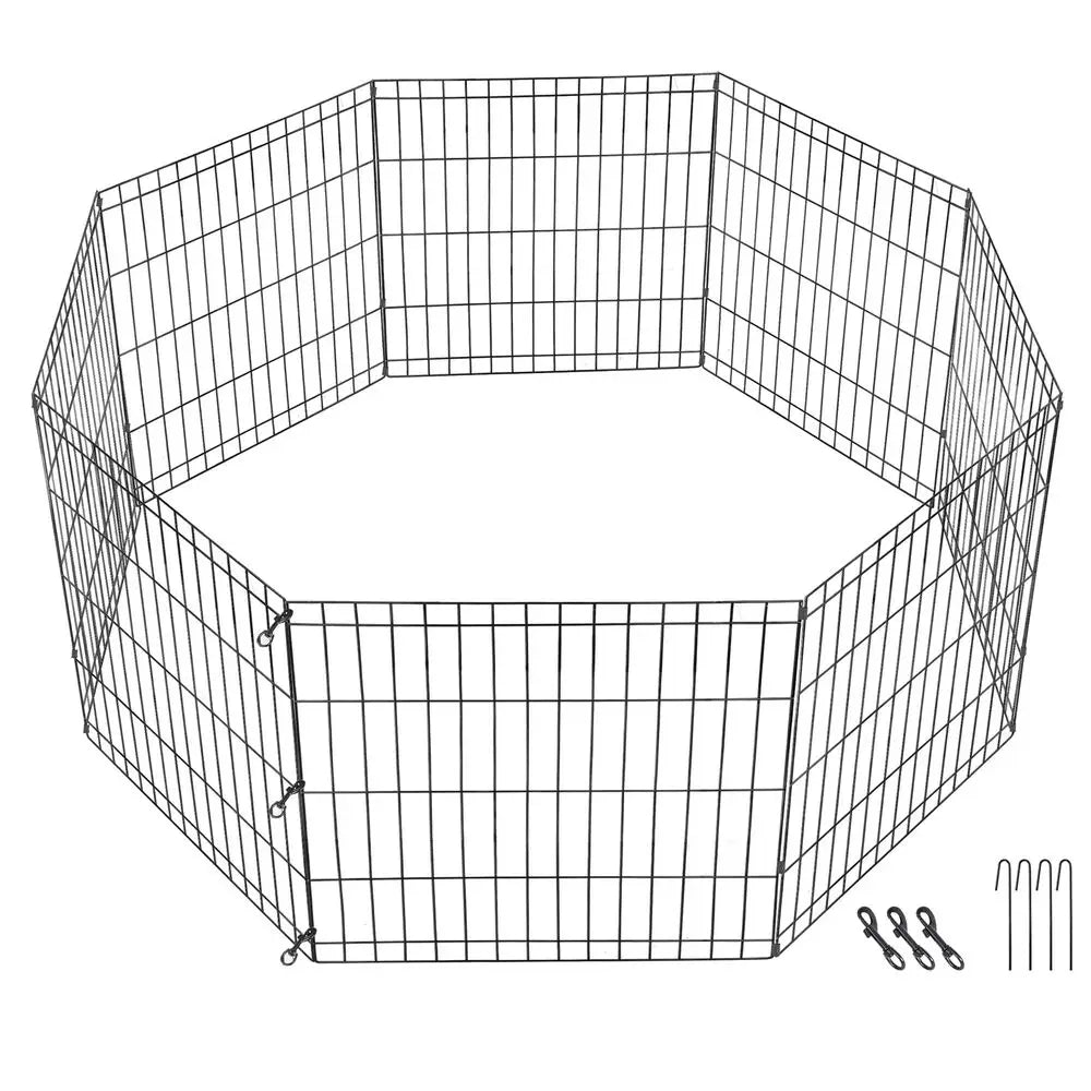 24 Inch Tall 8 Panel Metal Dog Playpen For Pets Outdoor Use