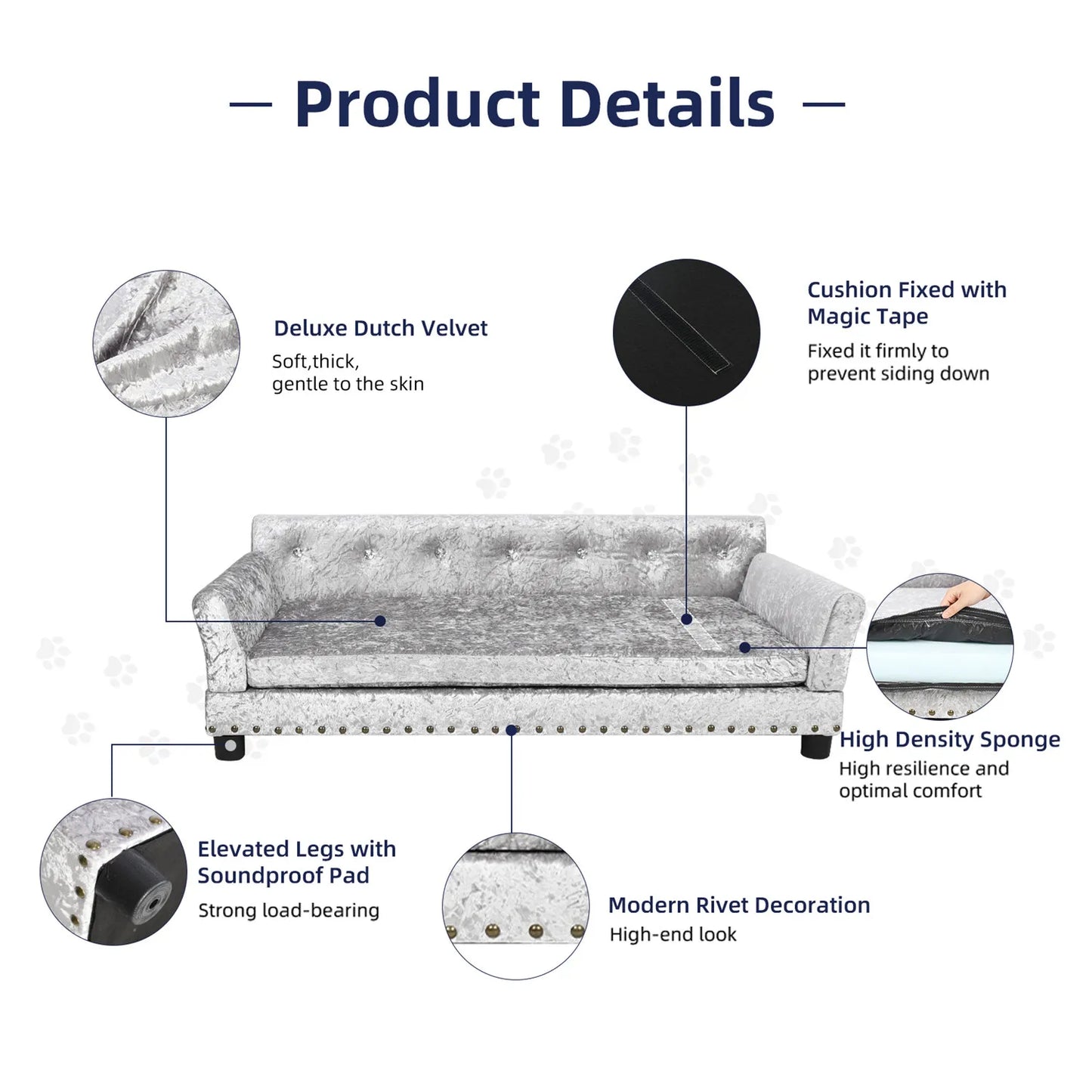 BingoPaw Large Dog Sofa Bed Deluxe Tufted Elevated Couch