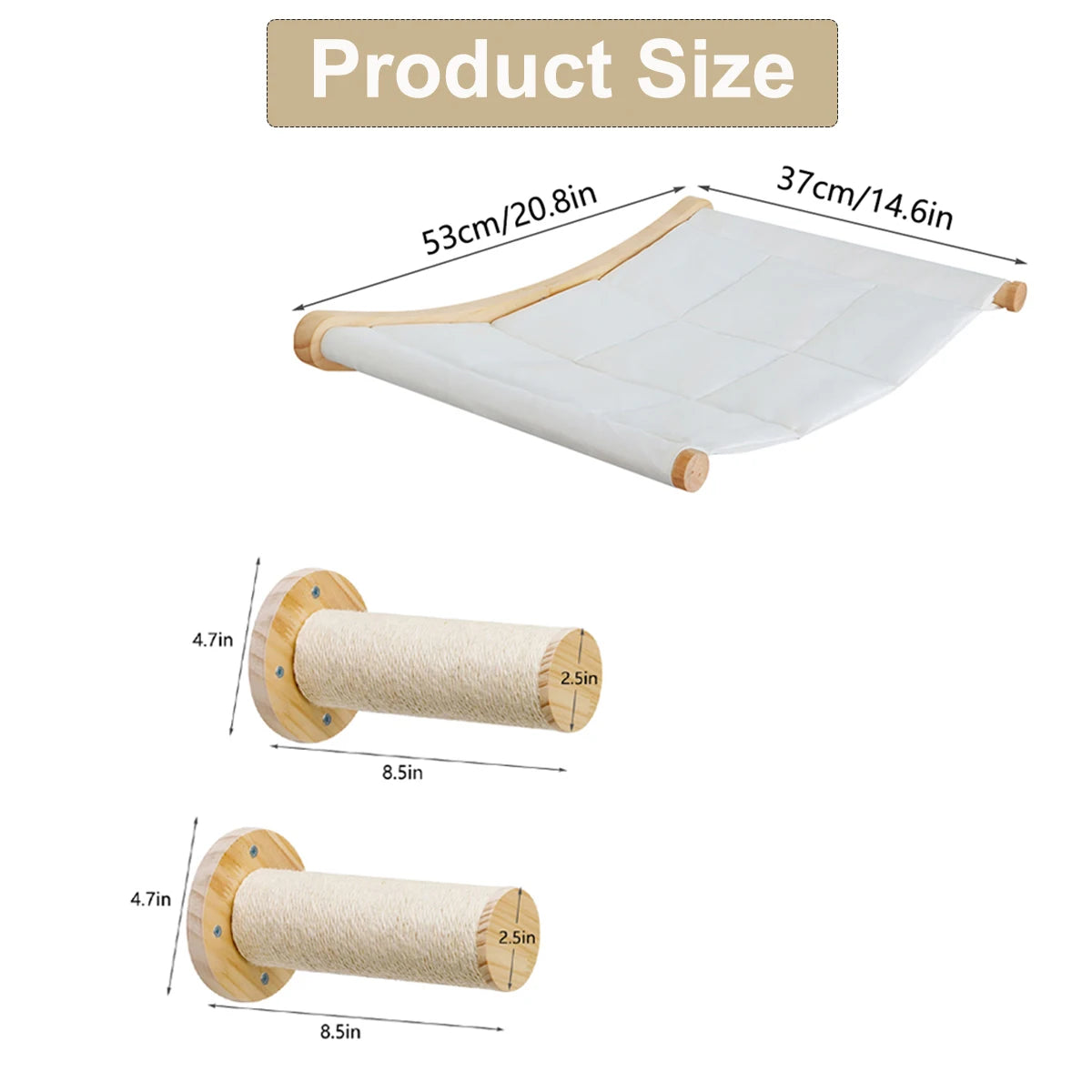 Cat Bed Wall Mounted Hammock For Large Cats Wood And Sisal Rope Shelves Perches Jumping Furniture