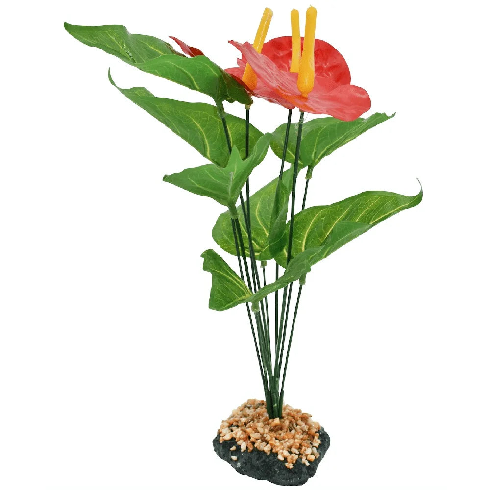 Anthurium Red Green Artificial Plant Aquarium Decor