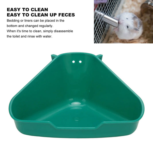 Small Animal Corner Litter Box Reinforced Fanshaped Easy to Clean Prevent Splash for Rabbits Chinchillas