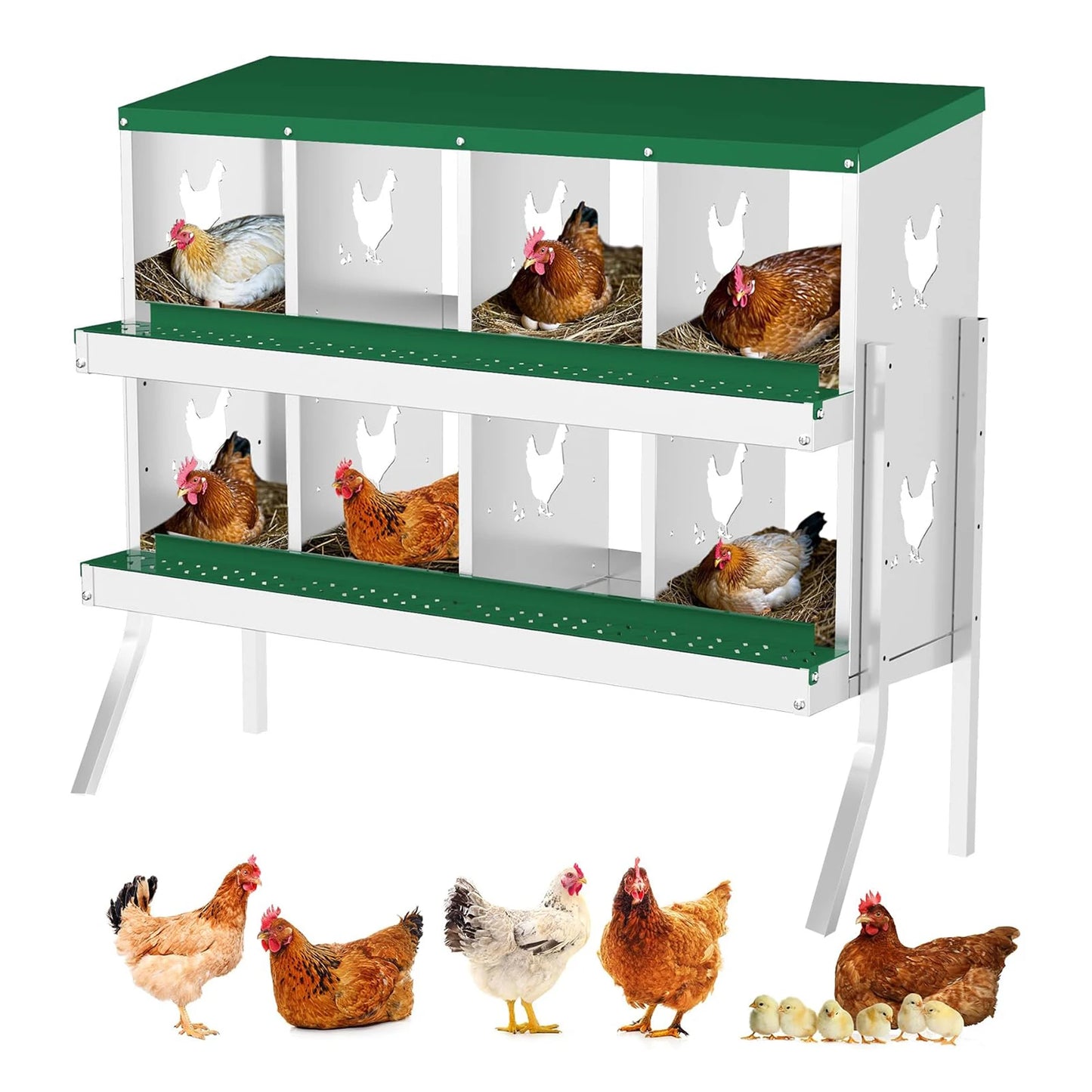 Chicken Nesting Box with Bracket Legs 6/8/10 Compartment for Chicken Coop Hens