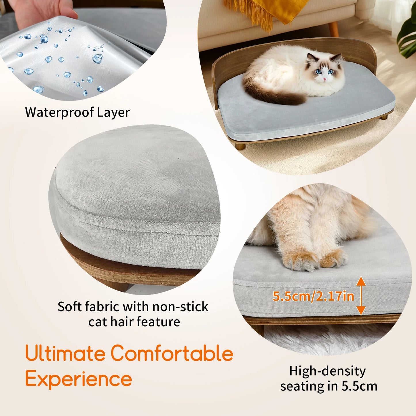 BingoPaw S/M Elevated Cat Bed Wooden Indoor Pet Sofa Chair