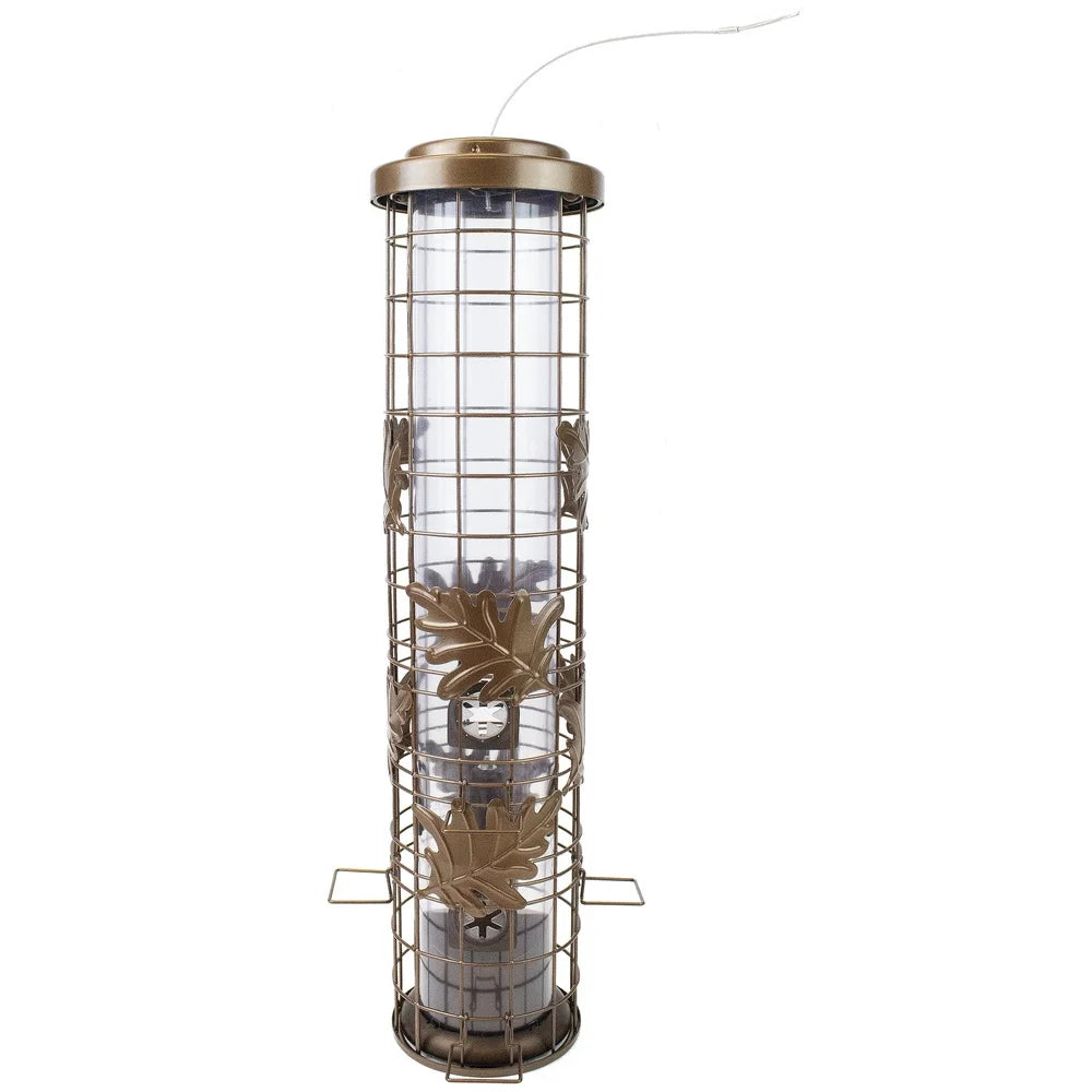 Squirrel Proof Wild Bird Feeder With Weight Activated Seed Shield And Six Feeding Stations Durable Metal Construction