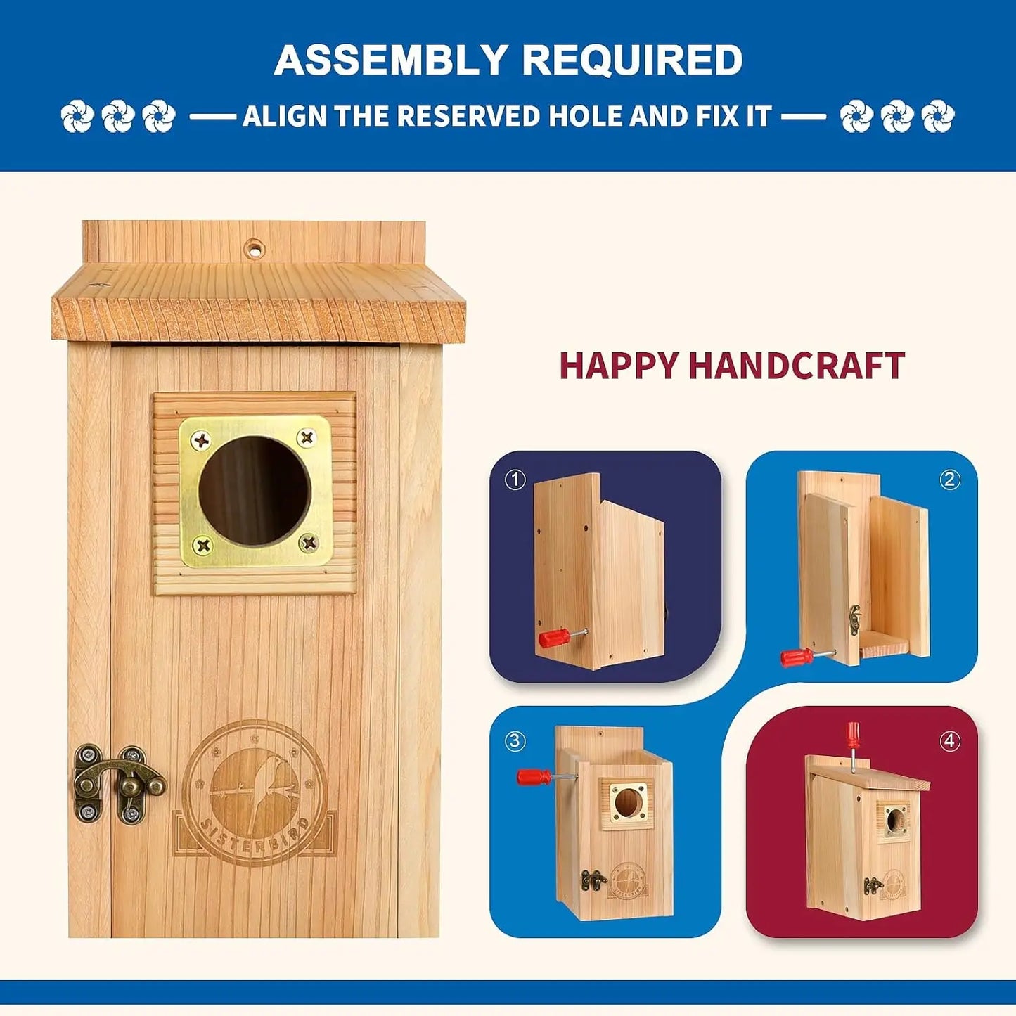 Two Pack Cedar Bird Houses Outdoors With Copper Guard For Bluebirds Wrens