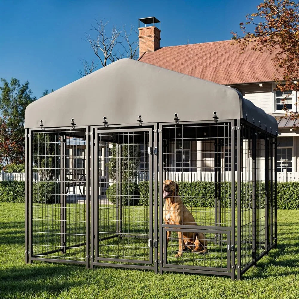 Dog Kennel 10X10FT Outside Heavy-Duty Dog Cage with Roof