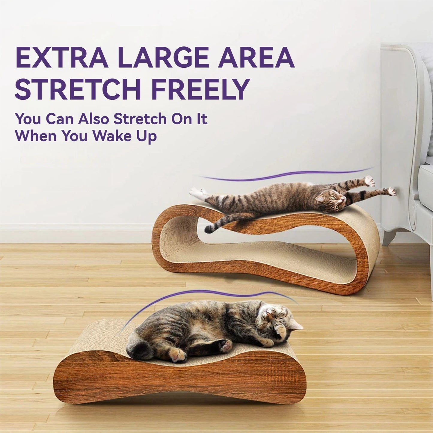 2 In 1 Cat Scratcher Cardboard Lounge Bed Durable Scratching Post Prevents Furniture Damage
