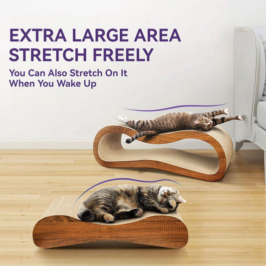 2 In 1 Cat Scratcher Cardboard Lounge Bed Durable Scratching Post Prevents Furniture Damage