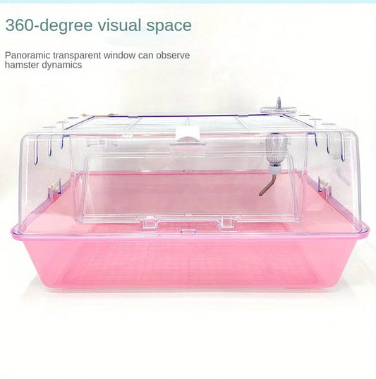Large Transparent Acrylic Hamster Cage - Front-Opening Door for Easy Cleaning Spacious, Healthy Material, Breathable, Panoramic