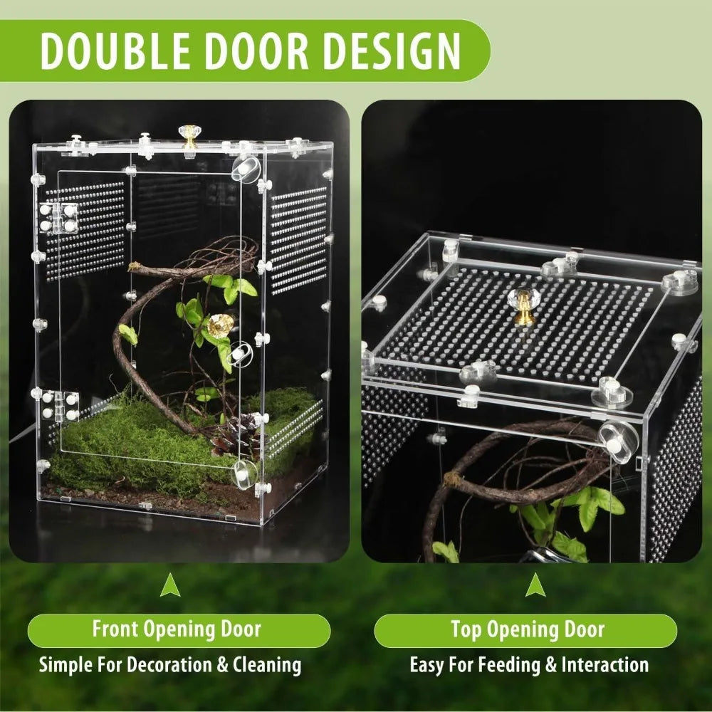 Acrylic Reptile Tank 10 Gallon Enclosure Front Opening Door