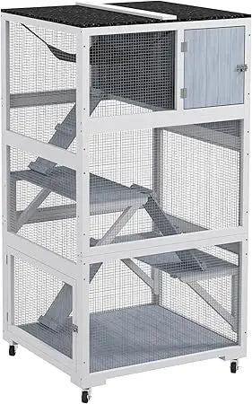 Catio Outdoor Wooden Cat Enclosure on Wheels Weather Pro