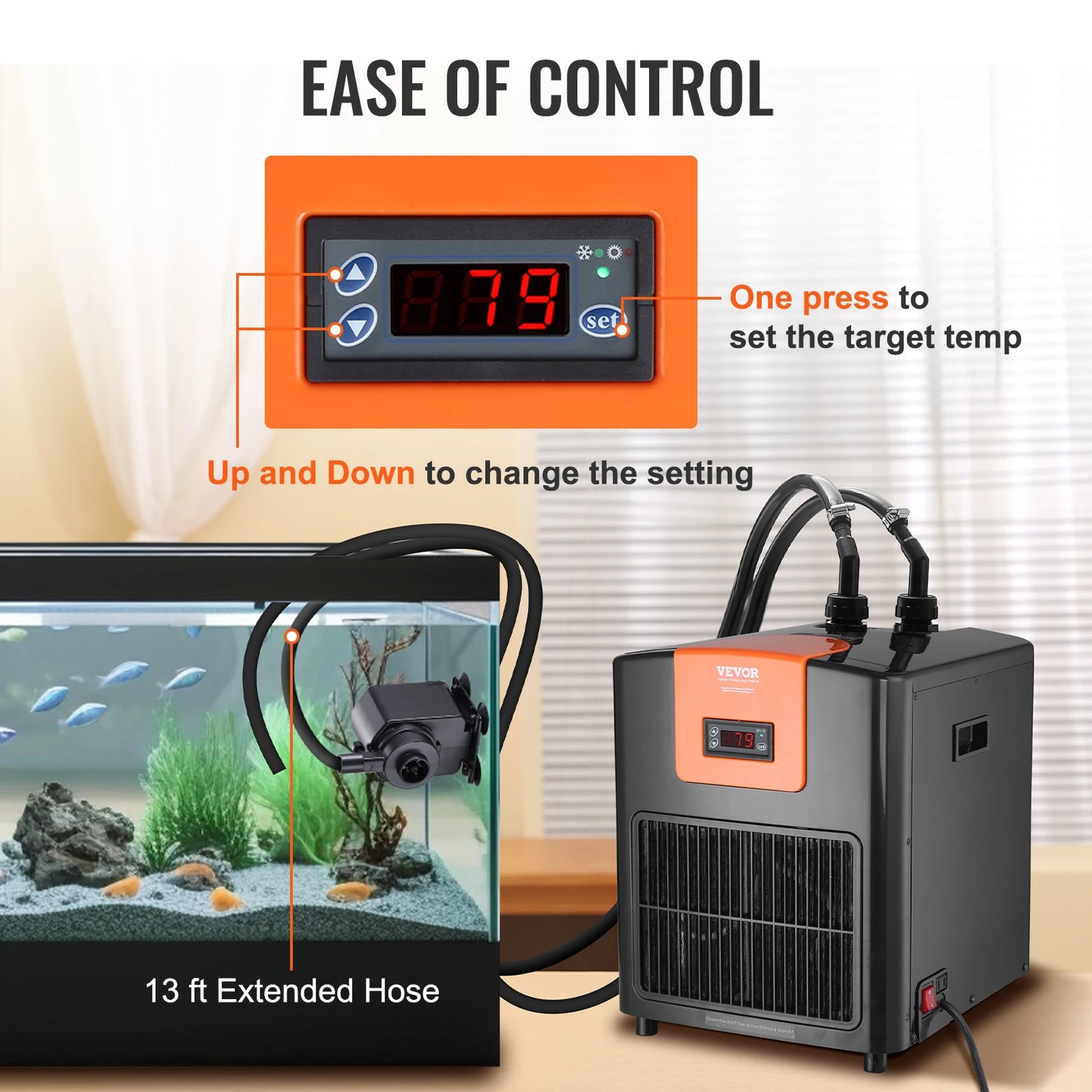 SucceBuy Aquarium Chiller For Freshwater Fish Tank 0.25 0.33 0.1 1.5HP Quiet Hydroponic Water Chiller 110V 100W 20-34C