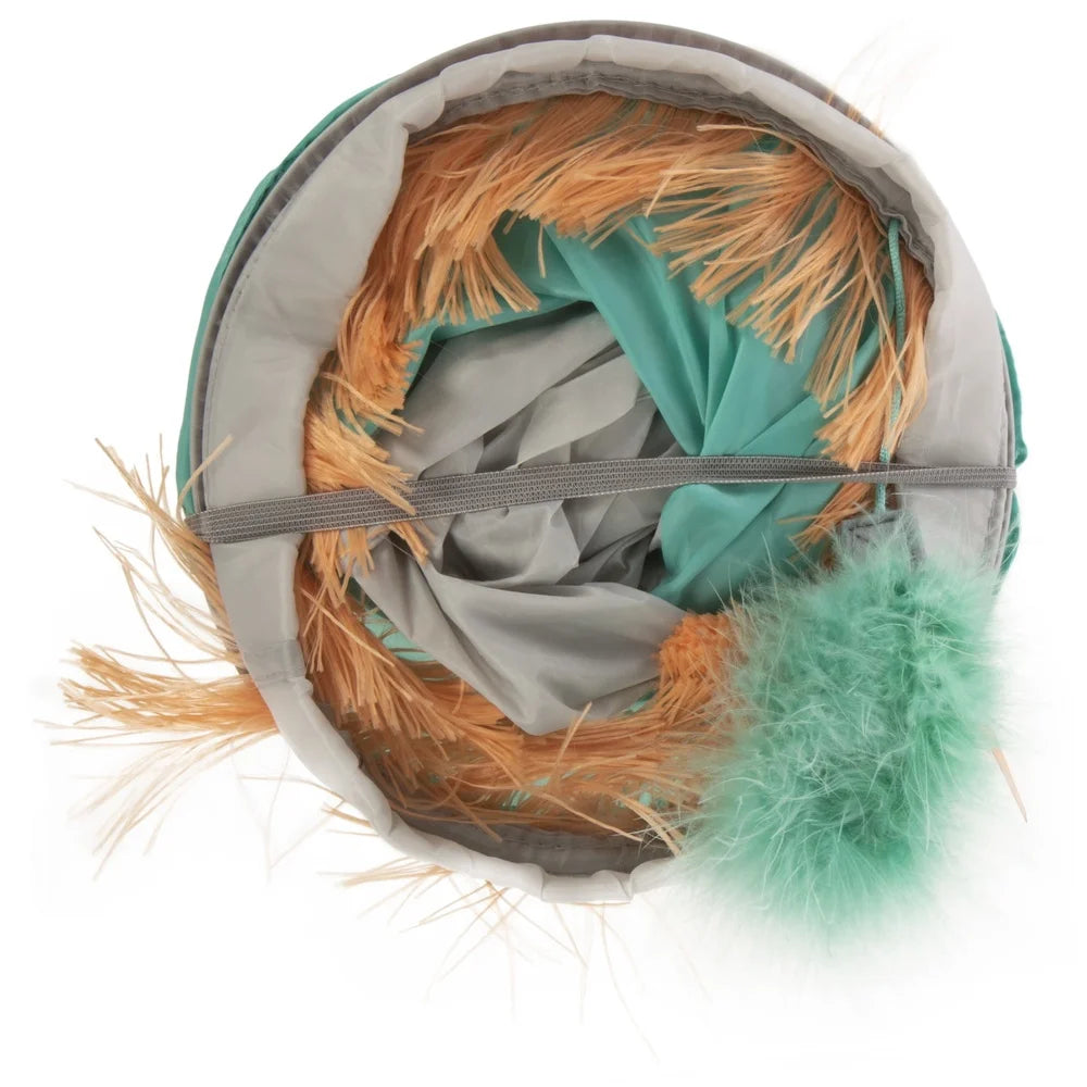Fringe Cat Hideout With Play Tunnel Crinkle Toy Indoor Cat Resting Space