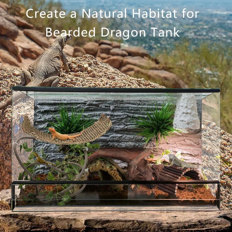9 Piece Reptile Terrarium Accessories With Hammock Bridge Vines Bearded Dragon
