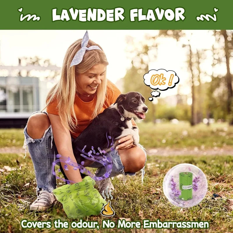 Dog Poop Bag Set With Dispenser And Leash Clip Thick Bags