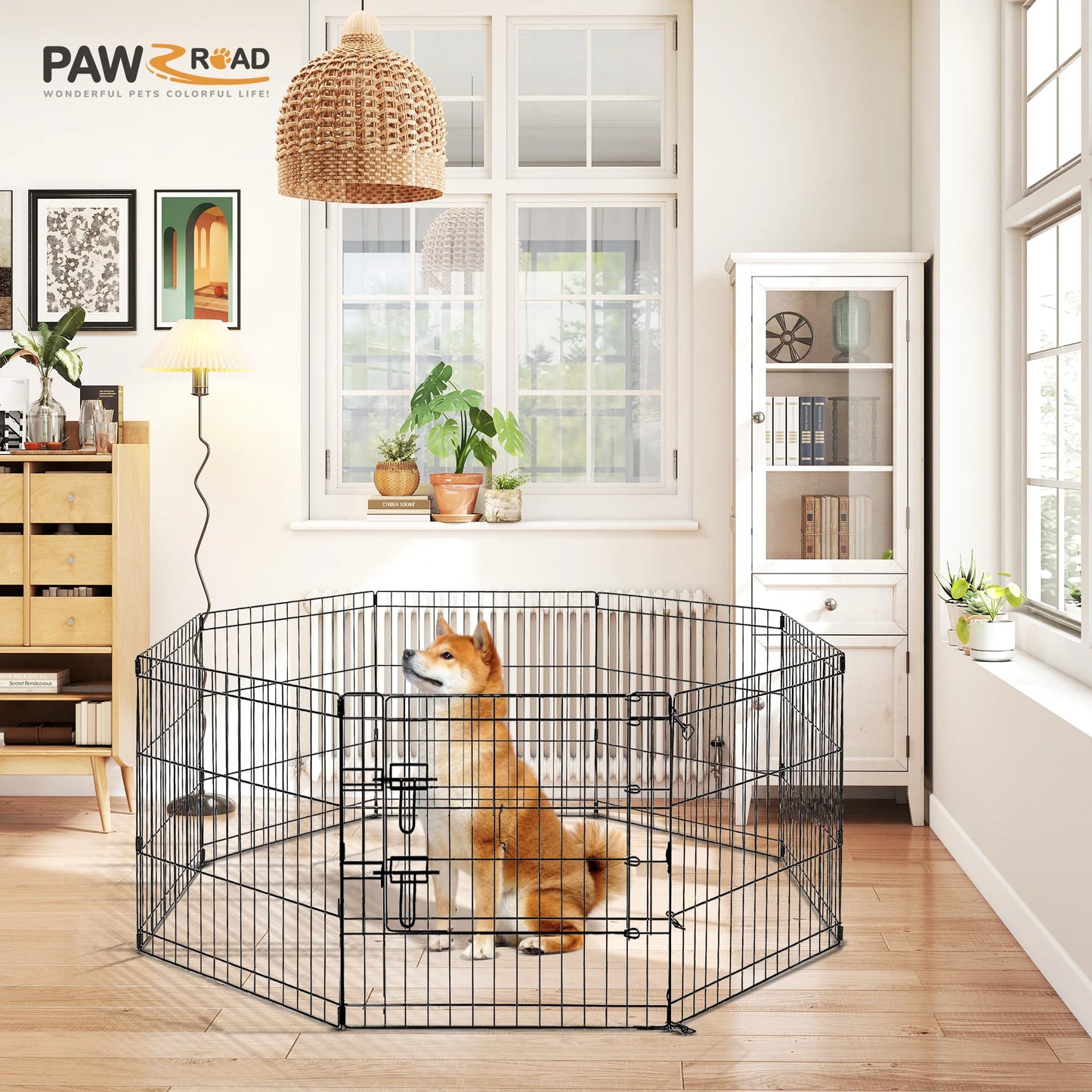 Foldable Metal Dog Playpen for Indoor Outdoor Easy Assembly