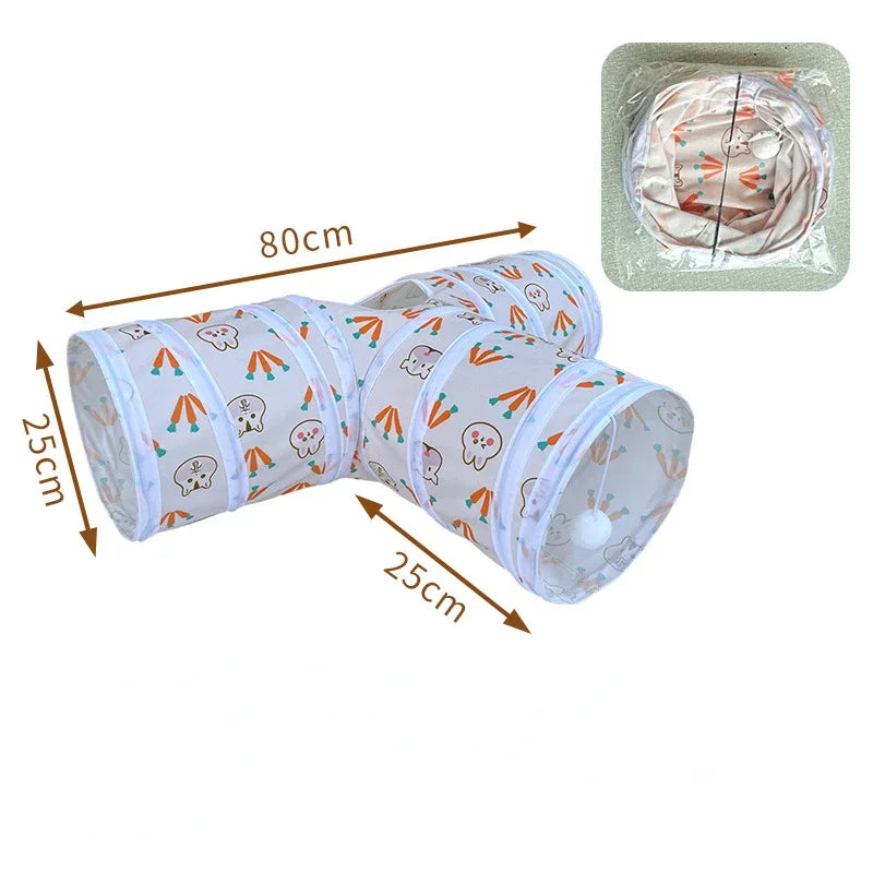 Tunnels Hideout Guinea Pet Foldable Three/Two-channel Pigs Supplies Toys Tubes for Small Animal T/Y-shaped Bunny Rabbits Tunnel