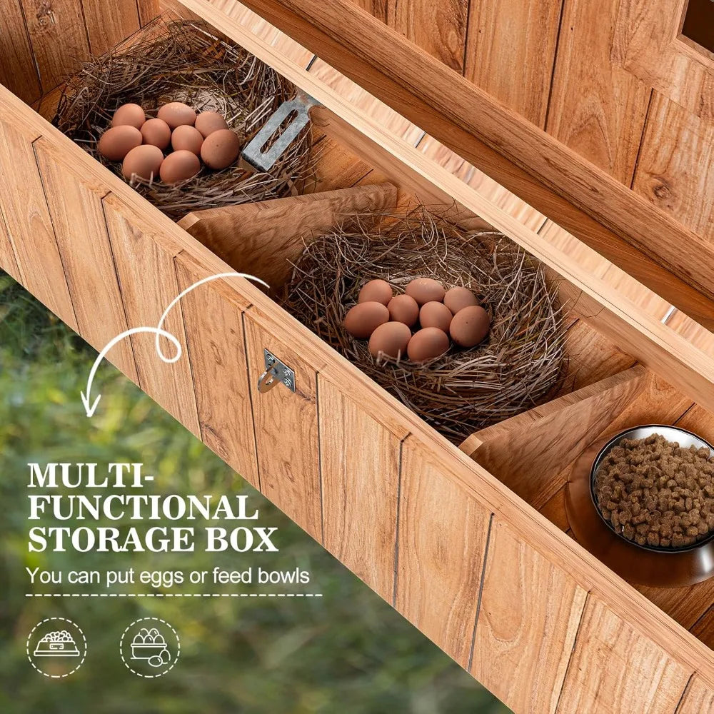 Wooden Outdoor Chicken Coop With Waterproof Roof Nest Boxes