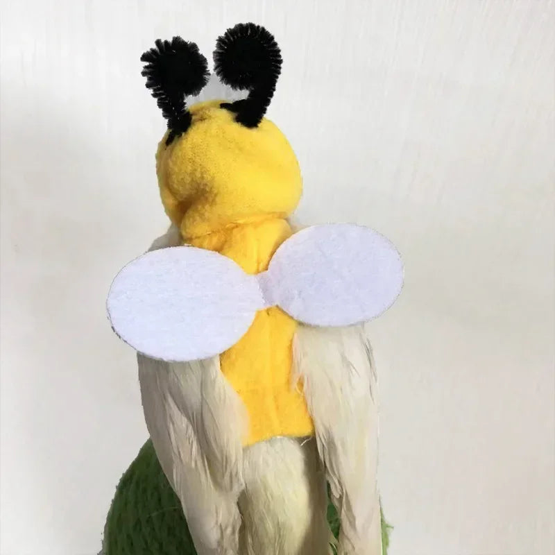 Funny Bee Shaped Bird Clothes Flying Suit Parrot Parakeet Cockatiel Costume Hat