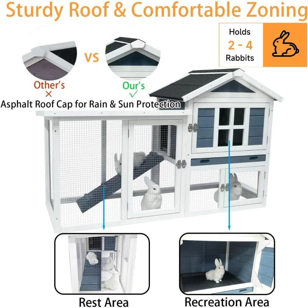 Weatherproof Outdoor Rabbit Hutch 2 Story Chicken Coop