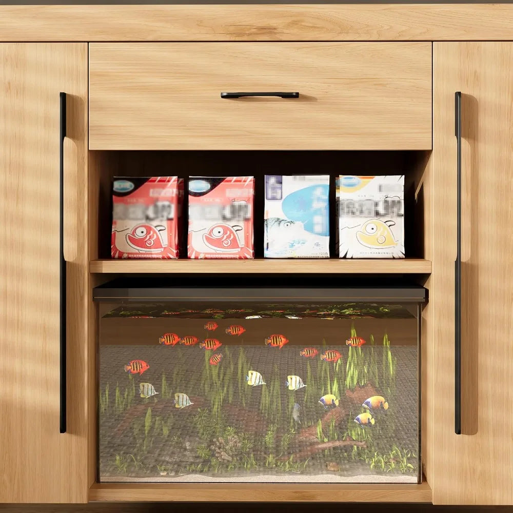 55 To 75 Gallon Fish Tank Stand With Power Outlets And Heavy Duty Storage Drawer