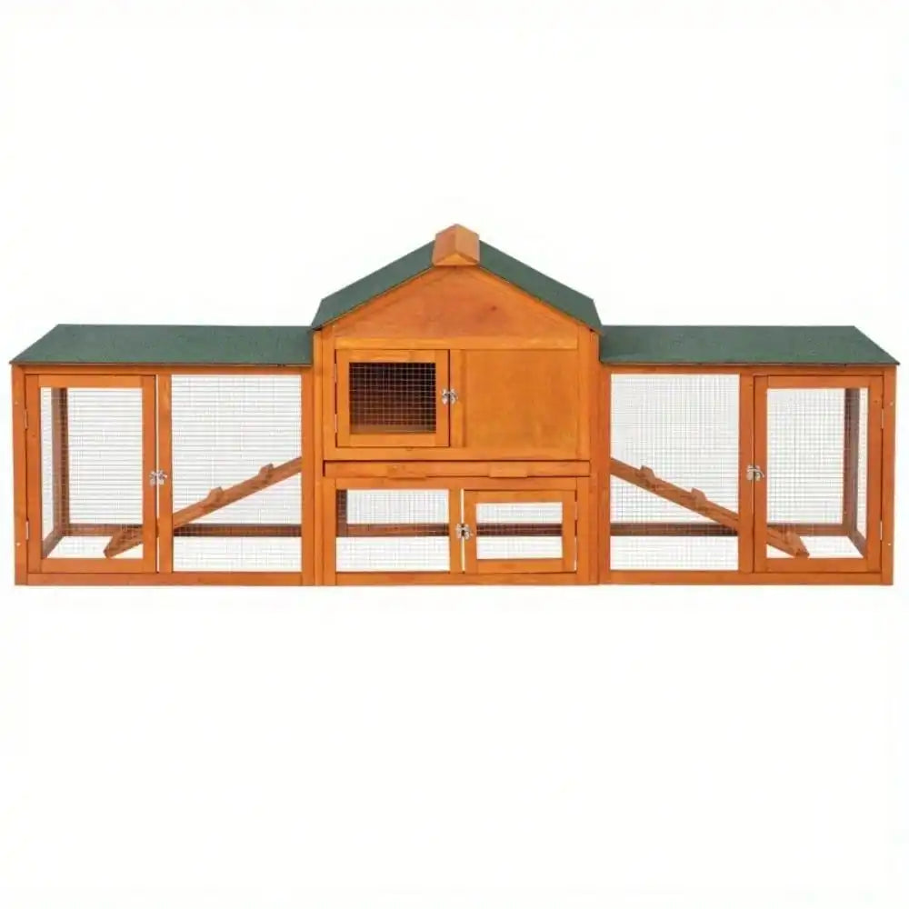 Rabbit Hutch Indoor Bunny Cage Small Animal Pet House Outdoor Wooden Two Tier Design