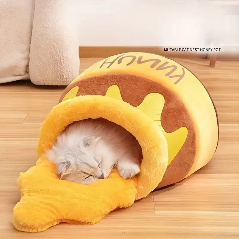 Honey Pot Shaped Cat Sofa Bed Nest Plush for Small Cats