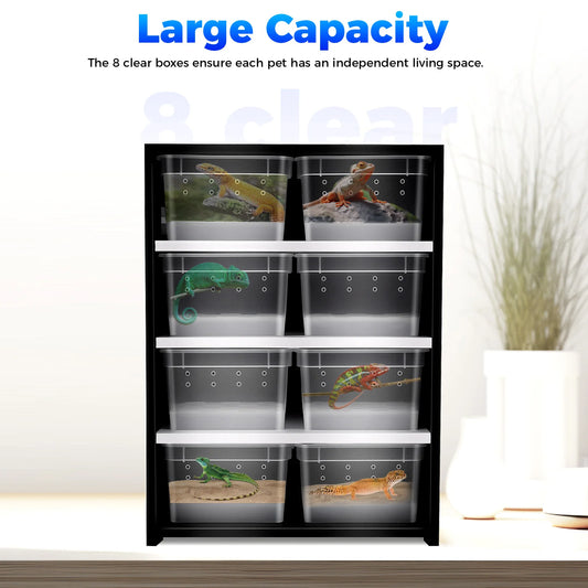 Reptile Breeding Cabinet with 8 Clear Boxes and 25W Pad