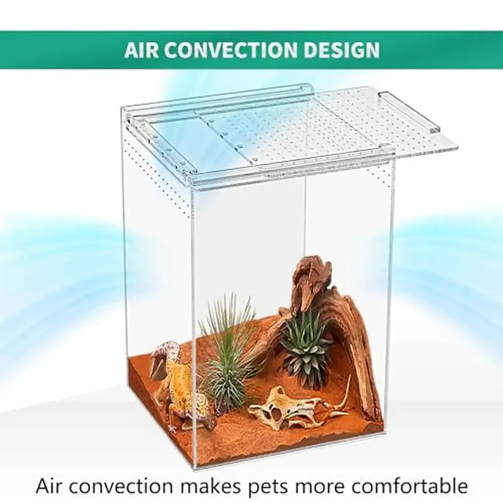 Reptile Terrarium Kit 8x8x12 Magnetic Acrylic Enclosure for Snakes Tarantulas Hermit Crabs Geckos Scorpions and Jumping Spiders