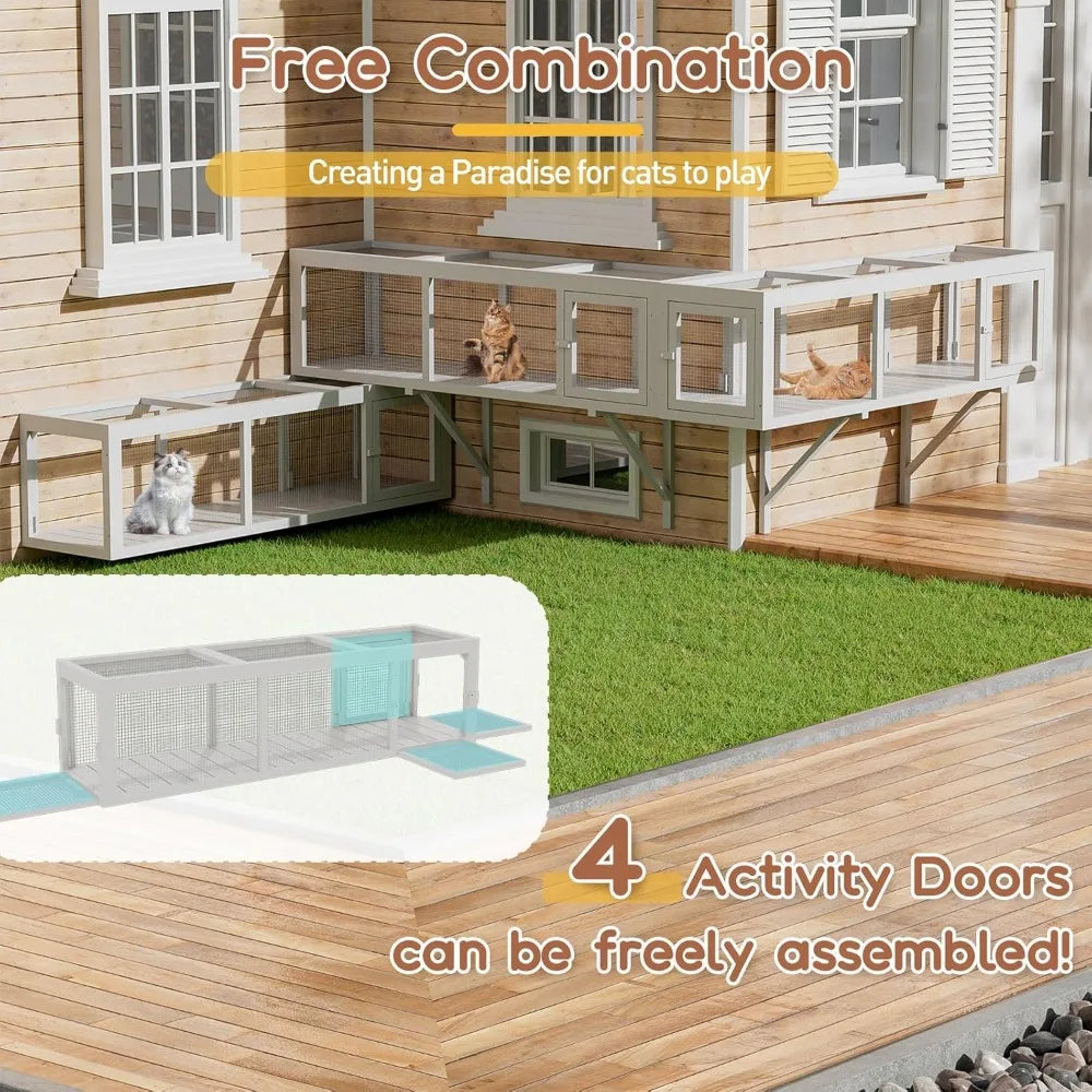 Cat Tunnel With Extendable Design Catio Window Box Enclosure For Outdoor Use