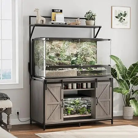 Farmhouse Reptile Tank Stand with Power Outlet for 120 Gallon Bearded Dragon Tank 48 Inch by 24 Inch Heavy Duty Aquari