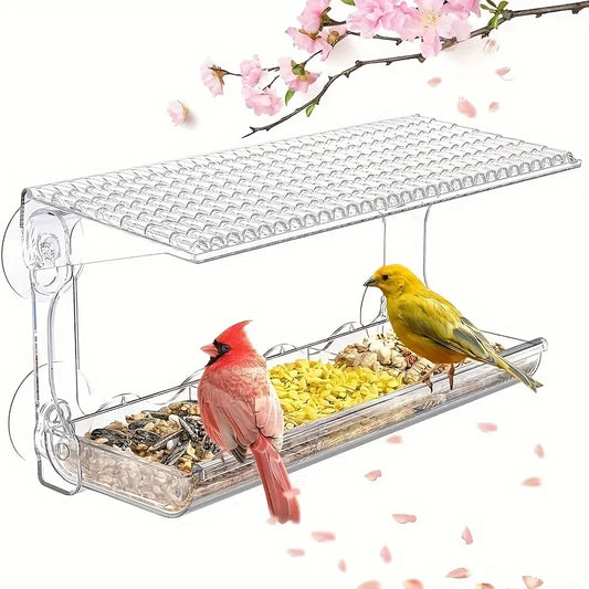 Indestructible Window Bird Feeder With Seed And Water Tray