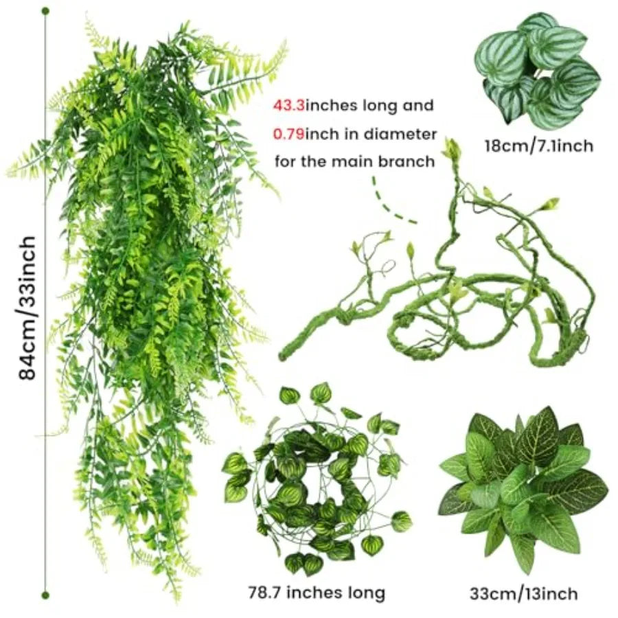 Hanging Artificial Leaves And Reptile Hide For Bearded Dragon And Leopard Gecko