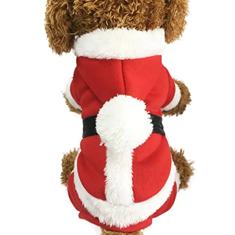Pet Santa Claus Costume For Small Dogs Puppy Kitty Christmas Coat Hoodie