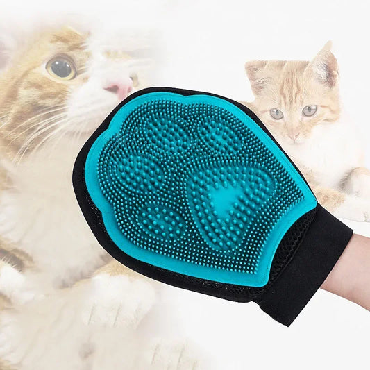 Dog Cat Hair Comb Cleaning Brush Dual Sided Massage Hair Removal Bath Glove Blue Pet Grooming Tool